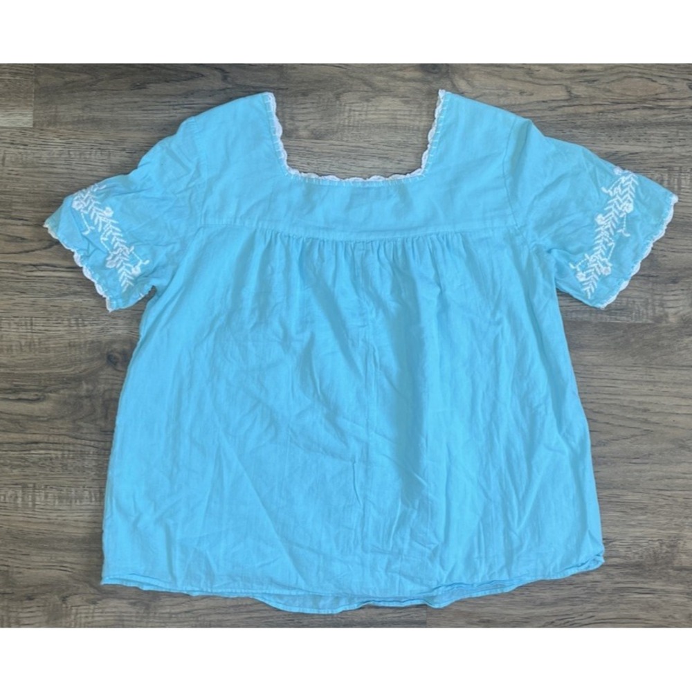 Lilly Pulitzer Tamryn Boho Embroidered Shirt Blouse Blue White Womens XS NEW - Picture 4 of 9